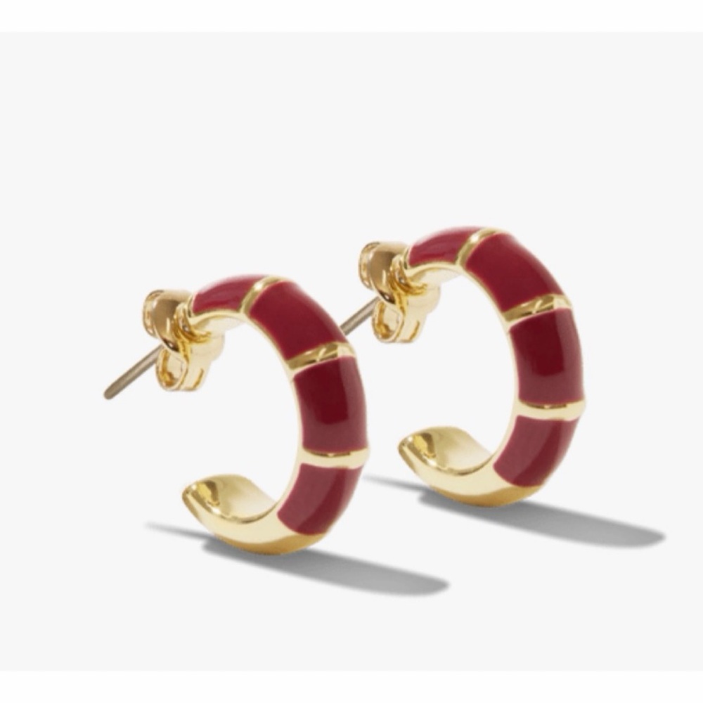 Mini maroon red hoop earrings